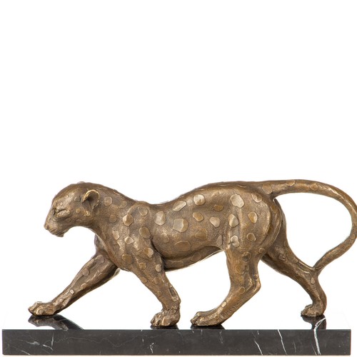 Bronze sculpture leopard art - bronze,