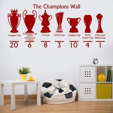 Liverpool The Champions Wall Sticker | Trophy Silhouette Vinyl Decal | Football