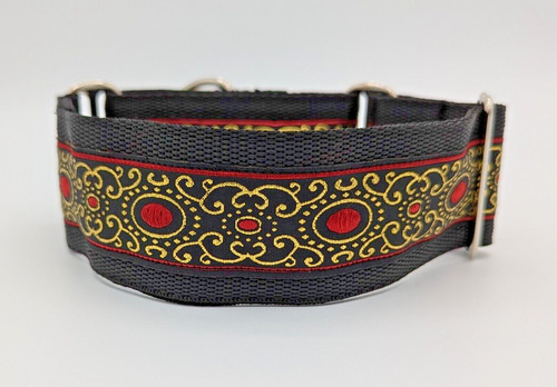 Red metallic gold martingale - red,