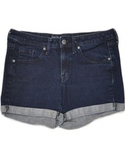 MOSSIMO Womens Mid Rise Denim Shorts US 4 Small W27  Navy Blue Cotton AJ14