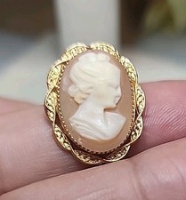 Antique Shell Cameo Brooch Pin
