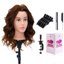 Training Head 100% Human Hair Hairdressing Cosmetology Manikin With Clamp Gift
