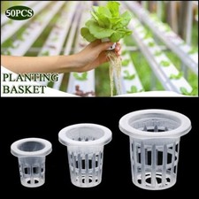 50Pcs Hydroponic Mesh Pot Net Cup Basket Aeroponic Planting Grow Clone Soilless