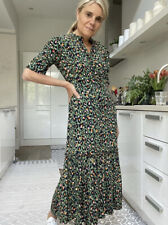 Wyse Aimee Leopard Shirt Dress Khaki Green Size 4 UK 14