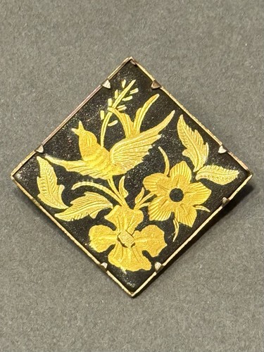 Vintage damascene brooch - vintage,