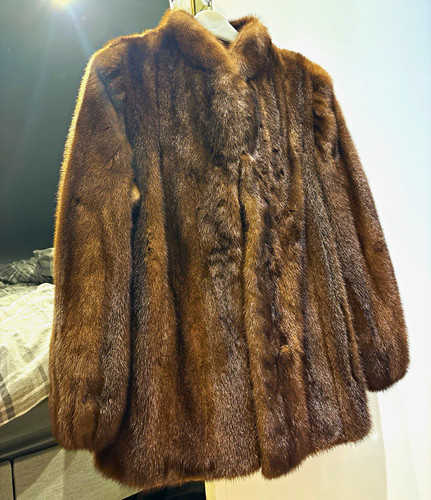 Women brown genuine mink - brown,