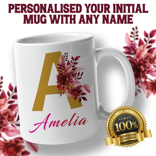 Personalised mug floral - personalised,