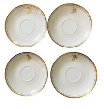 Antique 4 Limoges T&V Saucers  A. M. Beidler 1909 White China Gold Rims “B”