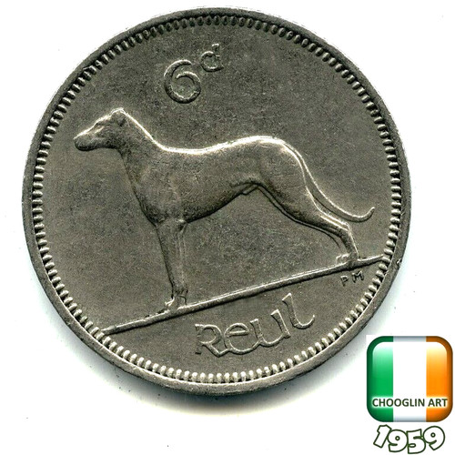 Irish 1959 sixpence 6d - sixpence,