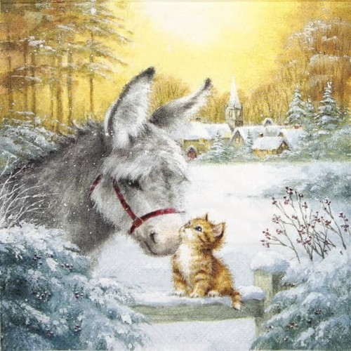 Donkey and kitten - donkey,