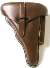 WWII GERMAN P38 HARDSHELL PISTOL HOLSTER- BROWN LEATHER