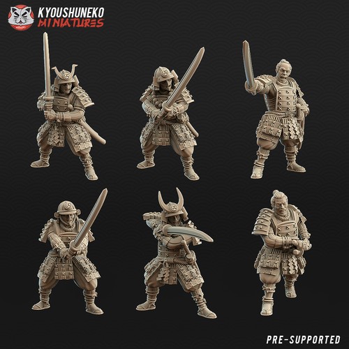 Japanese samurai swordsmen - 6x,