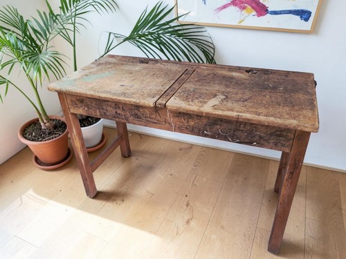 Vintage double school desk - vintage,