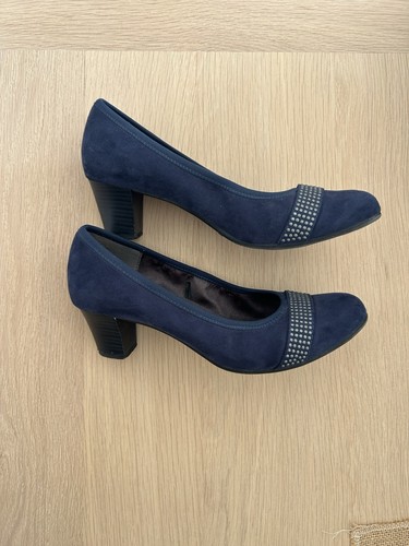 Pavers ladies navy blue - navy, suede