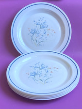 Vintage Pyrex Blue Iris Design White Glass Dinner FPlate - Set of 5 Plates 22cm