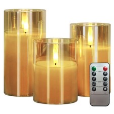 3x LED Pillar Candles with