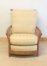 Ercol Renaissance Natural Fabric & Wooden Armchair / Chair