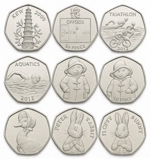 ⭐ UK 50p Coins– Circulated - Beatrix Paddington Bear Olympics Kew Peter Rabbit