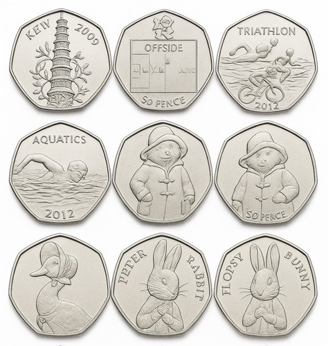 50p coins circulated - coins–,