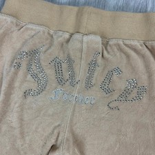 Y2K Juicy Couture Forever 21 Beige Velour Tracksuit Joggers Gems Spellout Medium