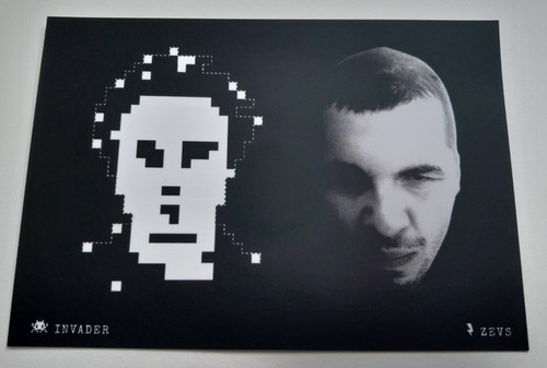 Space invader zevs postcard - invader,