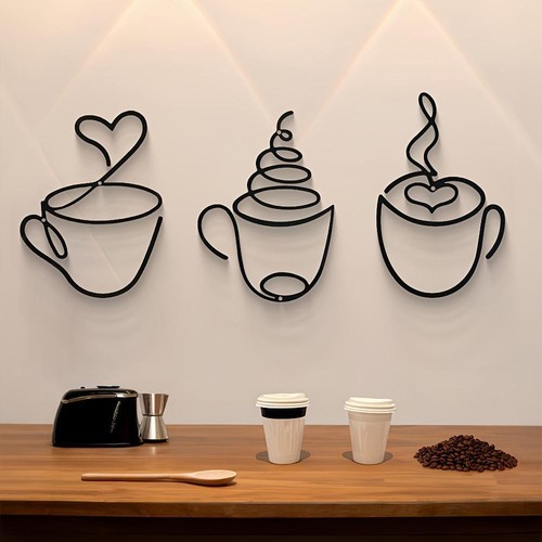 3pcs coffee cup wall hanging - coffee,
