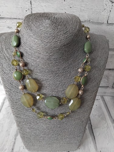 Green beaded necklace - 2, strand