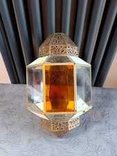 Vintage Medieval/Art Nouveau Style Leaded Glass Amber Lantern Shade