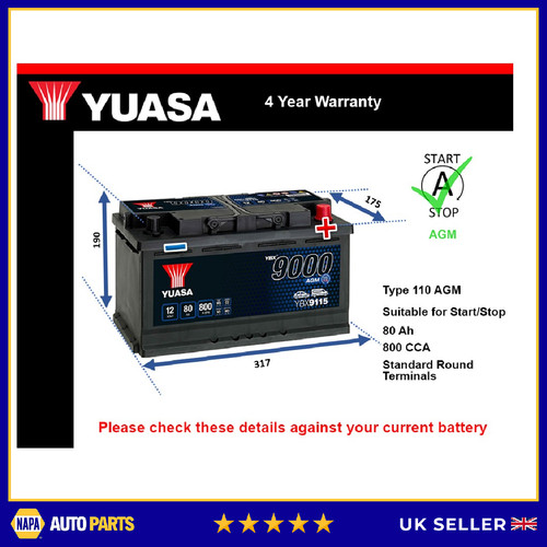Agm battery fits jaguar s - xe,