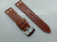 New Geckota 22mm Brown & Beige Genuine Leather Pilot Flieger Watch Strap XD9