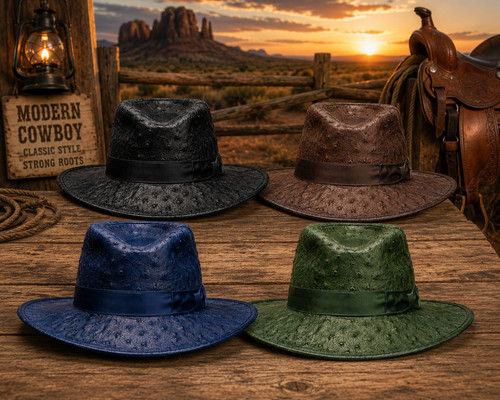 Unisex cowboy hat - unisex, ostrich
