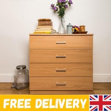4 Drawer Beech Chest - Strong, Stylish Storage for Any Room - Assembly Required