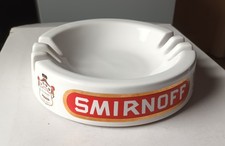 Vintage Large  Smirnoff Ashtray Bar Breweriana Made in Britain Ceramic 
