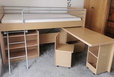 Kid’s Unisex Minimal Captain’s Multifunctional Wooden Loft Bed