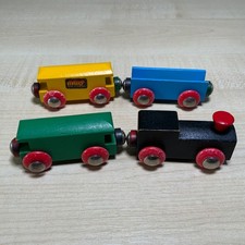 Vintage Brio Wooden Train Railway 3316 Magnetic Train Set + Carriages 1980’s