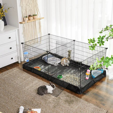 Guinea Pig Cage Small Animal Enclosure Divider 2 Rooms 3 Doors Indoor Outdoor