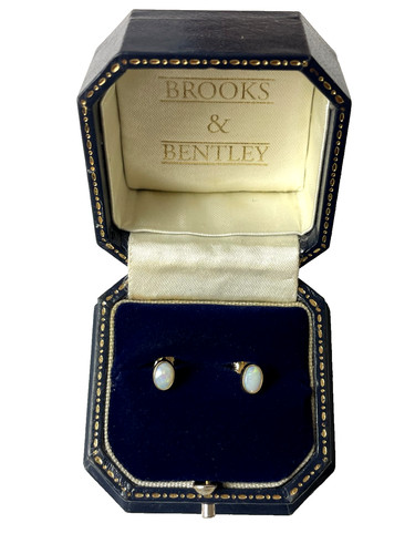 1986 opal earrings 9ct yellow - 1986,