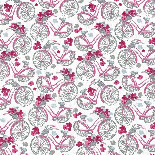 Pink bicycle with - with, basket
