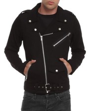 MENS BIKER JACKET 100% BLACK