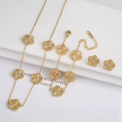 Clover jewellery set gold - clover,