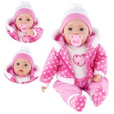 20” Baby Doll Girl Soft Bodied Toy with Sounds & Dummy BiBi Doll Candy Pink Dots