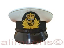 ROYAL UK MERCHANT NAVY CAPTAIN HAT CAP WHITE-ALL SIZES AVAILABLE