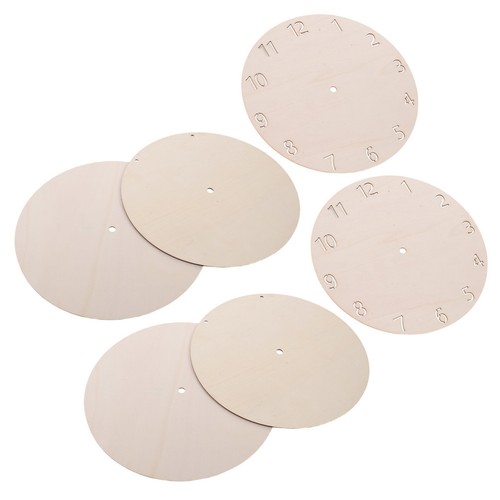 6pcs blank wooden clock - wooden, faces