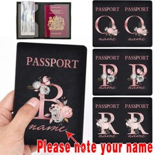 Personalised Custom names Passport Holder Protector Covers Wallet Leather Travel