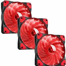 3 pcs PC Case Cooling Fan Gaming Computer Red LED 120mm Silent 4-Pin Connector