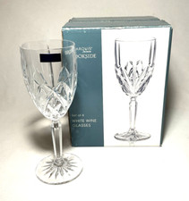 WATERFORD (Marquis)~ Set (4) Crystal WHITE WINE GLASSES w/Box (Brookside, 7 oz)