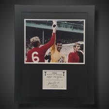 Gordon Banks 1966 World Cup Winners Hand Signed Champagne Label Pano Framed £99