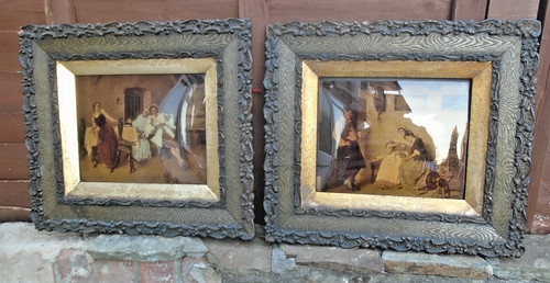 Pair antique framed - of,