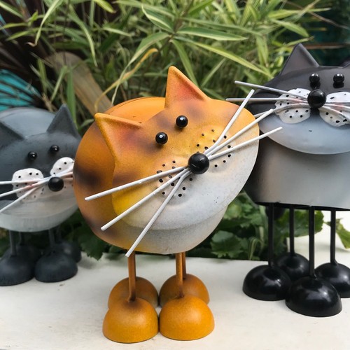 Metal cat ornament garden - metal,