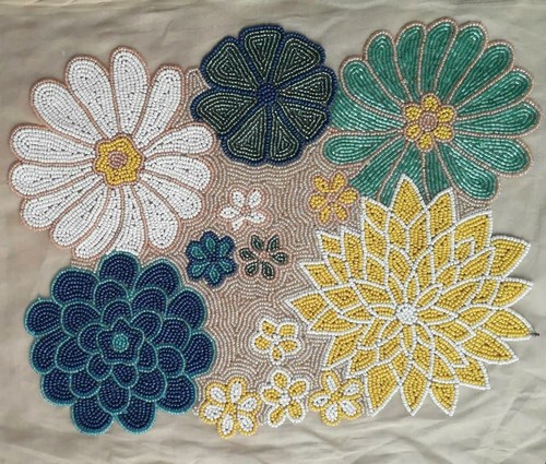 Beaded hand embroidered table - beaded,